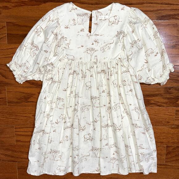 Rylee + Cru Girls Jolene Linen Blend Safari Toile Dress Size 6-7Y - Picture 3 of 13